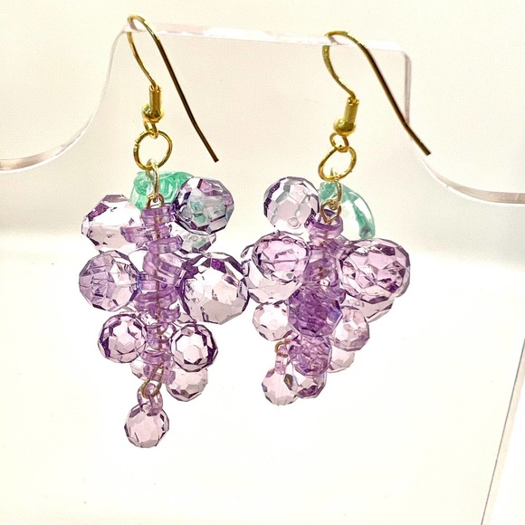 Grape Earrings - Wine Earrings - Fruit Earrings - Country Earrings - Farm Earrin - Picture 6 of 10